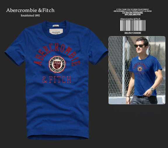 Abercrombie Fitch Hombres De Cuello Redondo Con Gente Fotos Corto Remera AF5655